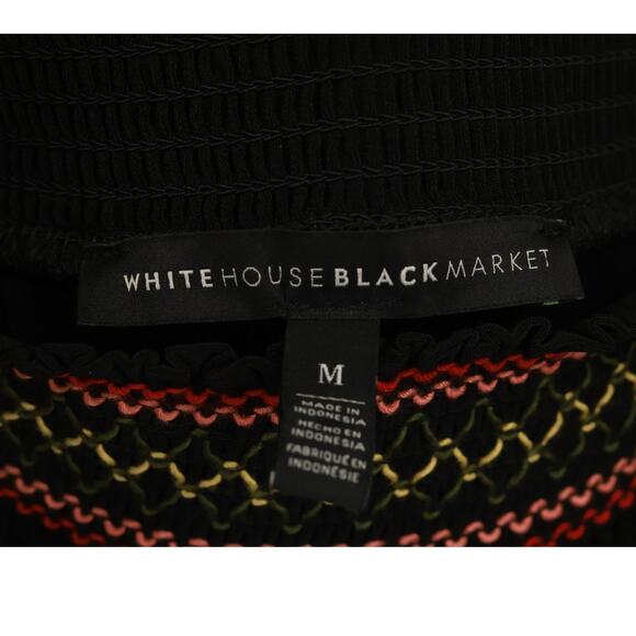 White House Black Market Women's of the Shoulder Embroidered Top Size M Black - Picture 3 of 5